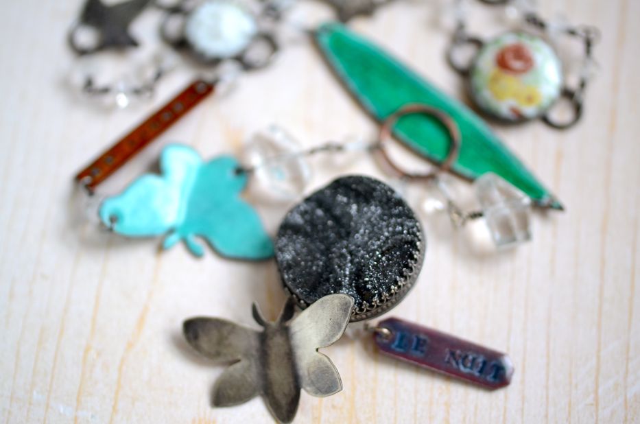 Some new, enameled, garden inspired jewelry…