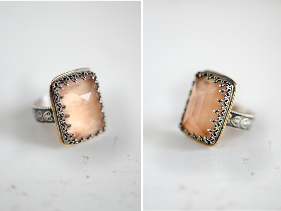 Rose Quartz Quilted Hearts Ring