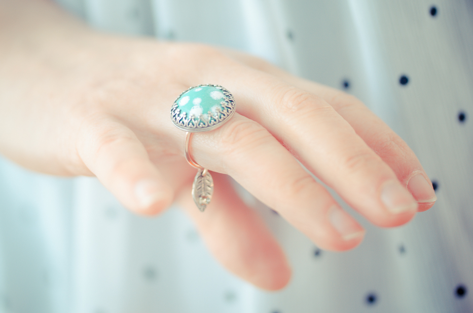 storybook ring teal blue hand