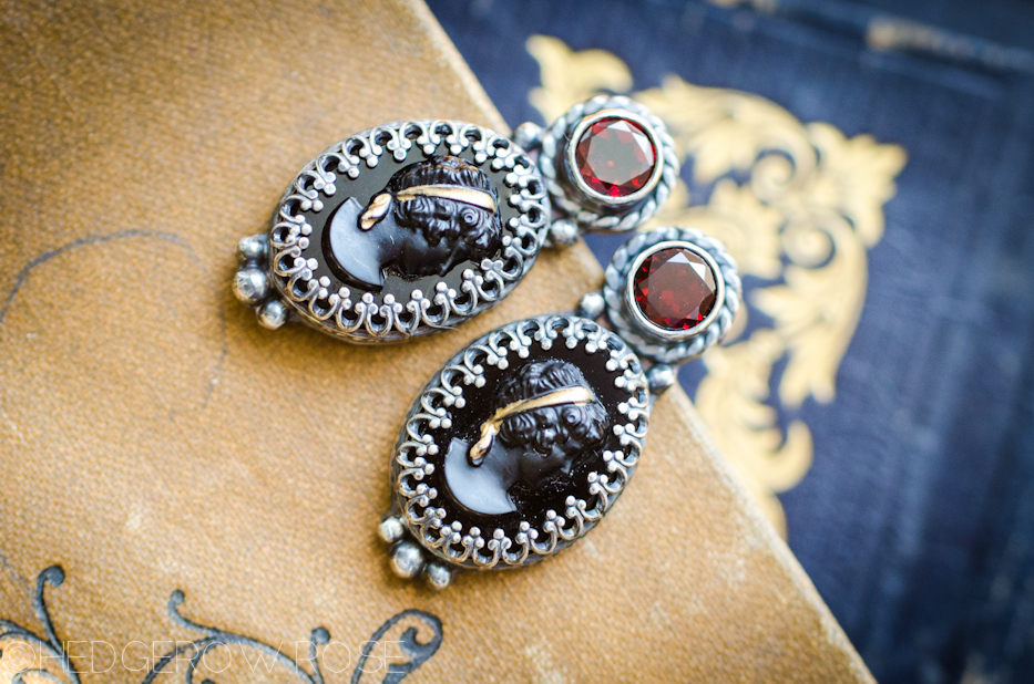 Downton Abbey Inspired Cameo and Garnet Earrings | Hedgerow Rose