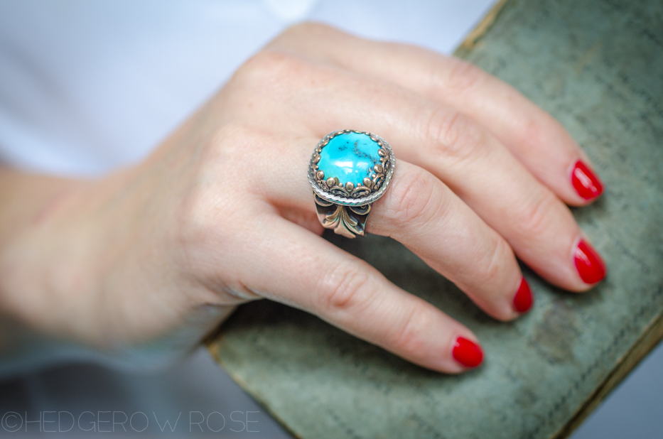 Turquoise Flourish Ring | Hedgerow Rose Jewelry