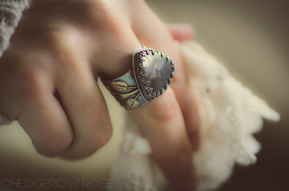 Native Silver Leaf Vine Ring 2 | Hedgerow Rose