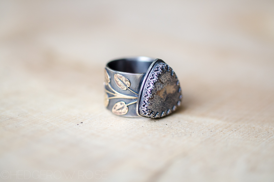 Native Silver Leaf Vine Ring | Hedgerow Rose