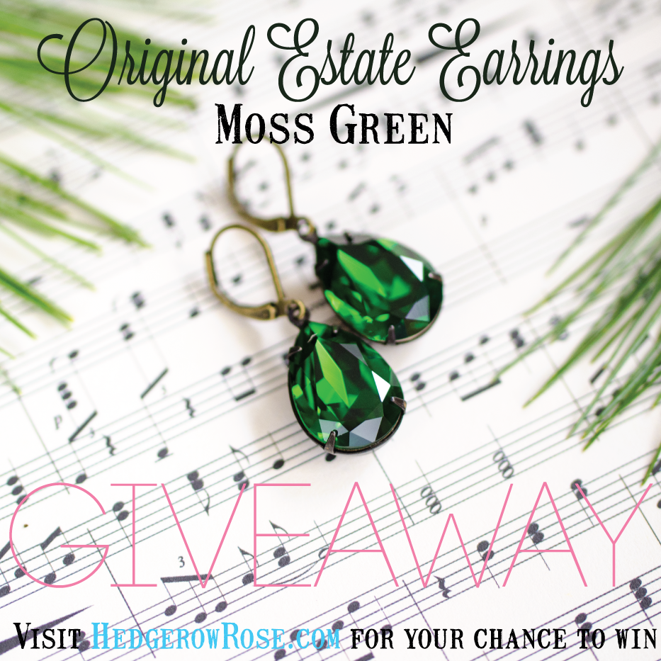 A Giveaway! Original Estate Earrings in Moss Green