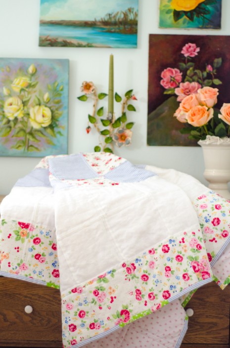 A very rosy patchwork quilt