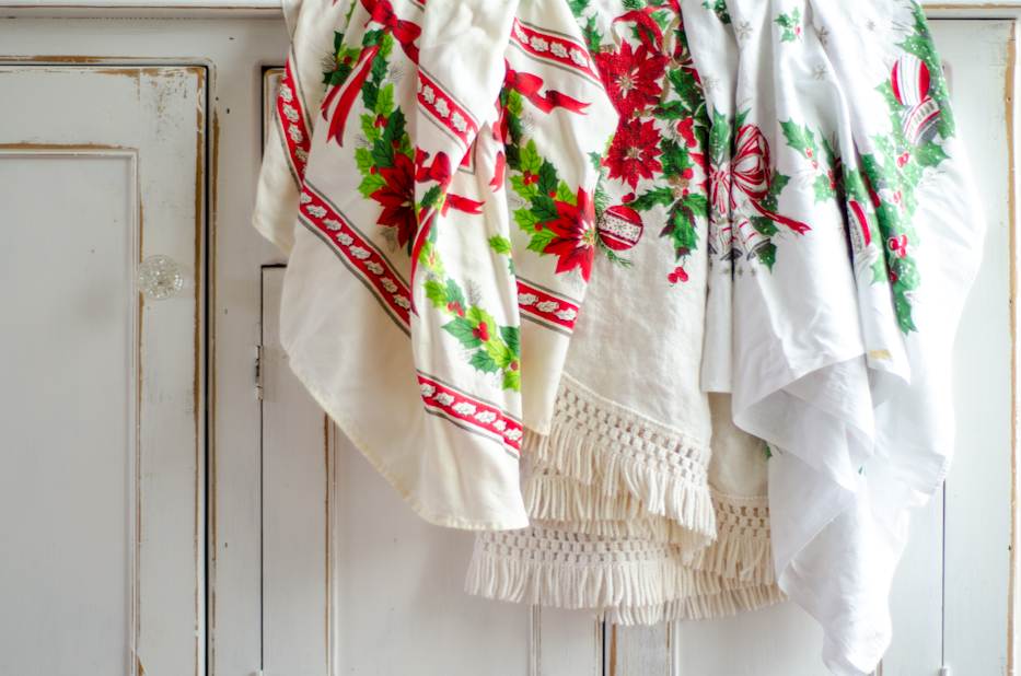 vintage Christmas tablecloths