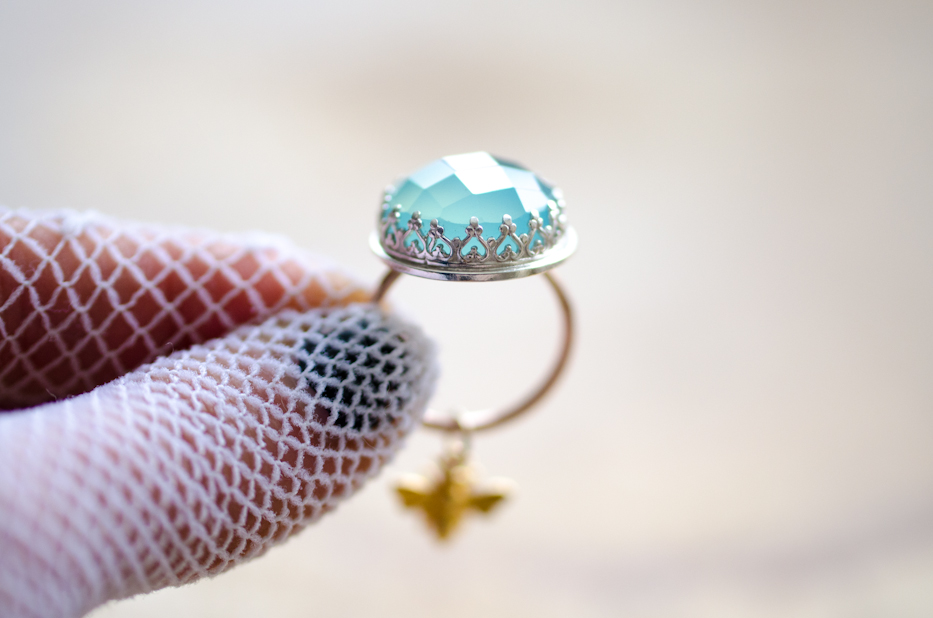 Chalcedony and Gold Honeybee Ring via Hedgerow Rose