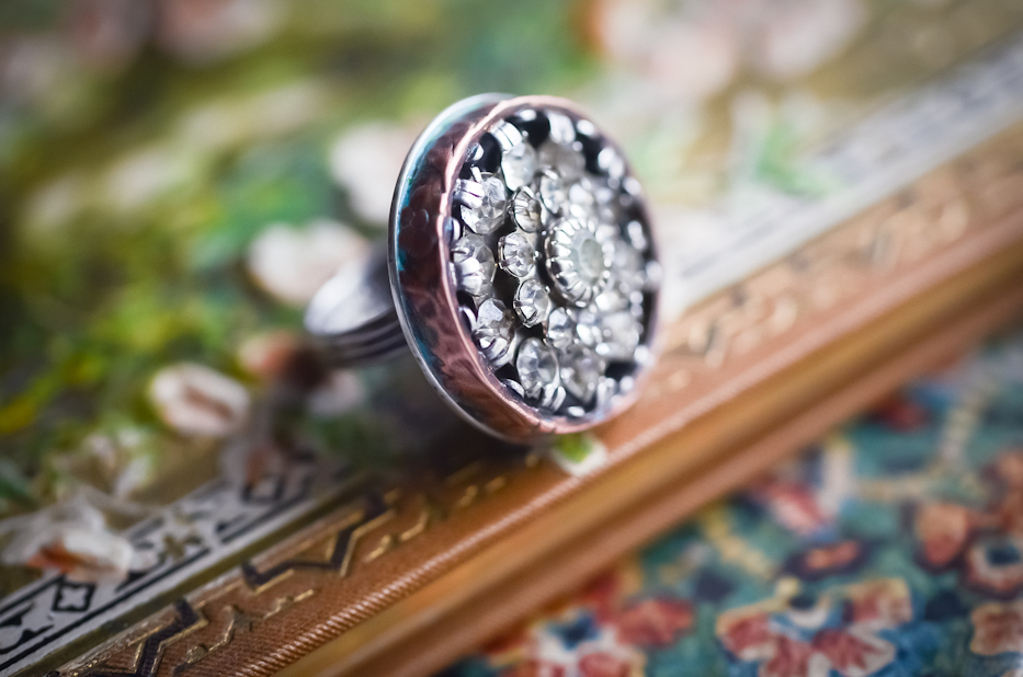 Making a simple, vintage rhinestone button ring