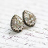 Grey Diamond Crystal Stud Earrings - Petite