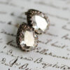 Grey Diamond Crystal Stud Earrings - Petite - Image 3