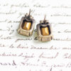 Peridot Crystal Stud Earrings - Antique Brass - Image 3