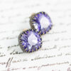 Tanzanite Cushion Cut Crystal Stud Earrings - Image 2