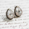 White Diamond Crystal Stud Earrings - Petite - Image 2