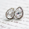 White Diamond Crystal Stud Earrings - Petite - Image 3