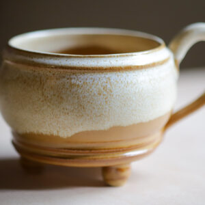 Wheel-Thrown Medium Cauldron Mug in "Pumpkin Pie" Glaze