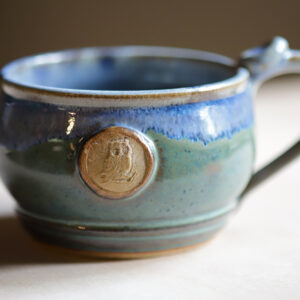 Wheel-Thrown Medium "Wax Seal" Mug with Owl