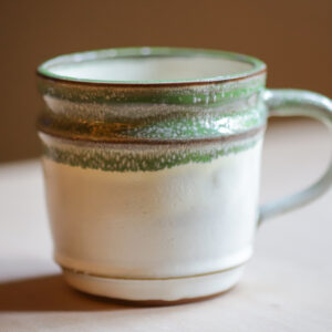 Wheel-Thrown Small Bistro Mug in "Alabaster and Malachite" Glaze