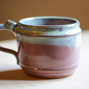 Wheel-Thrown Small Bistro Mug in "Mauve and Marine" Glaze