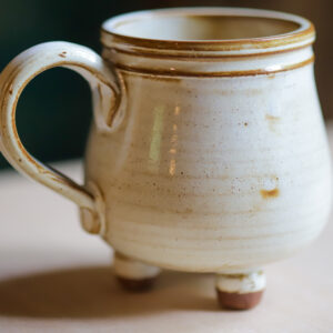 Wheel-Thrown Small Cauldron Mug in Cream Glaze