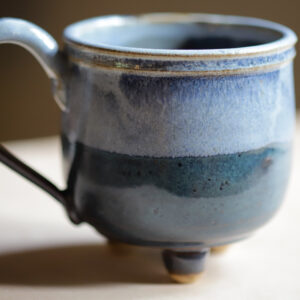 Wheel-Thrown Small Cauldron Mug in "Denim" Glaze