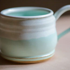 Wheel-Thrown Small Simple Mug in "Mint and Alabaster" Glaze